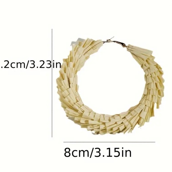Tan Raffia Large Hoop Earrings - Picture 4 of 4